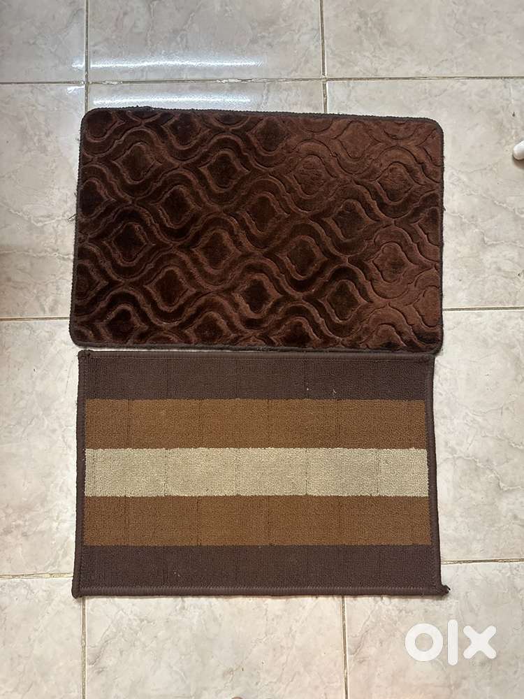 Home Décor Combo: 2 Brown Mats + Black Curtains (Almost New)