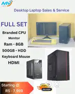 full set cpu-monitor-ram-4gb-500gb hard disk0computer-desktop=warranty