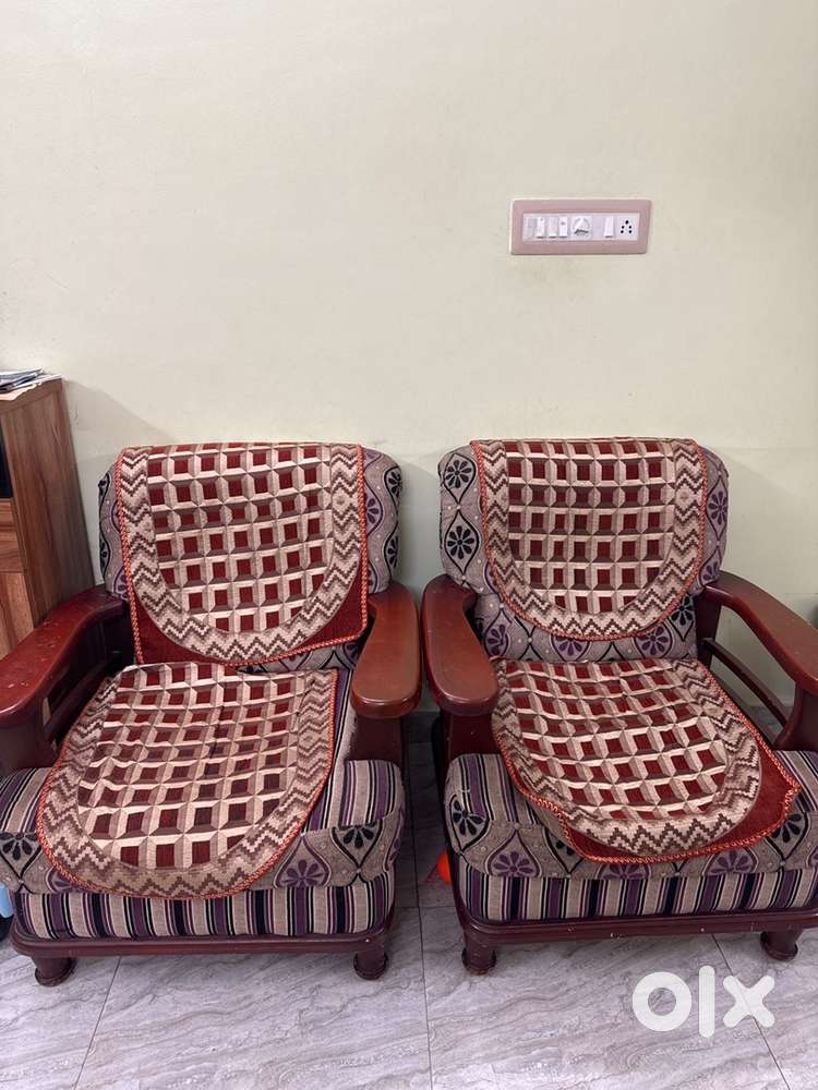 3+2 Wooden Sofa Set and 2 single Foam Sofas