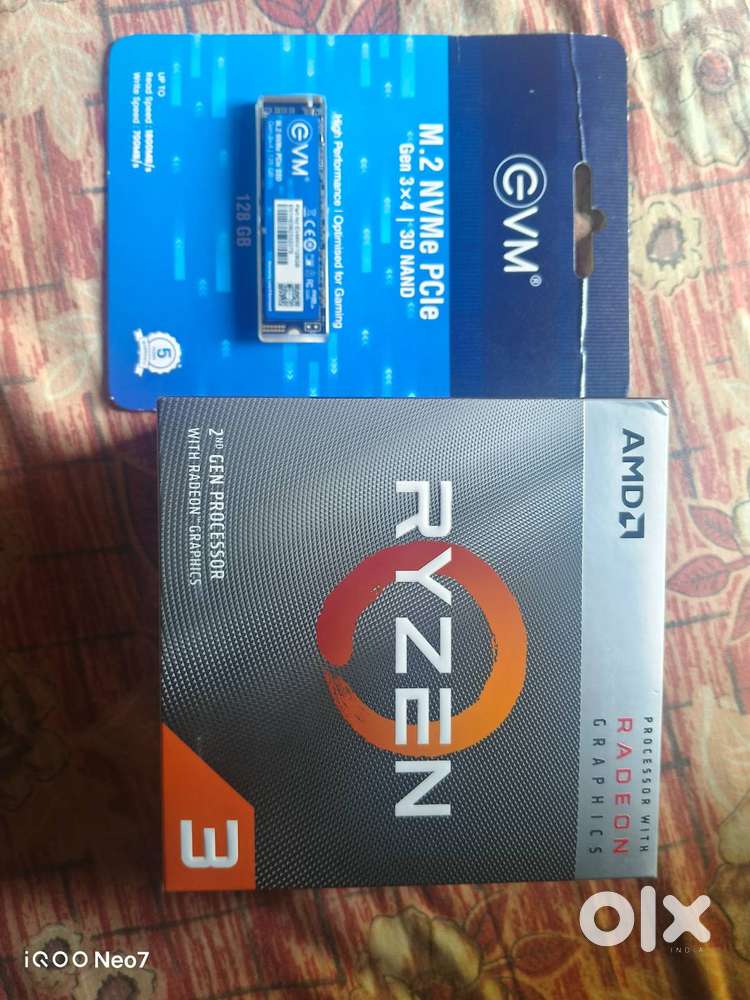 Ryzen 3 3200g and Evm m.2 nvme ssd 128 gb seal pack new