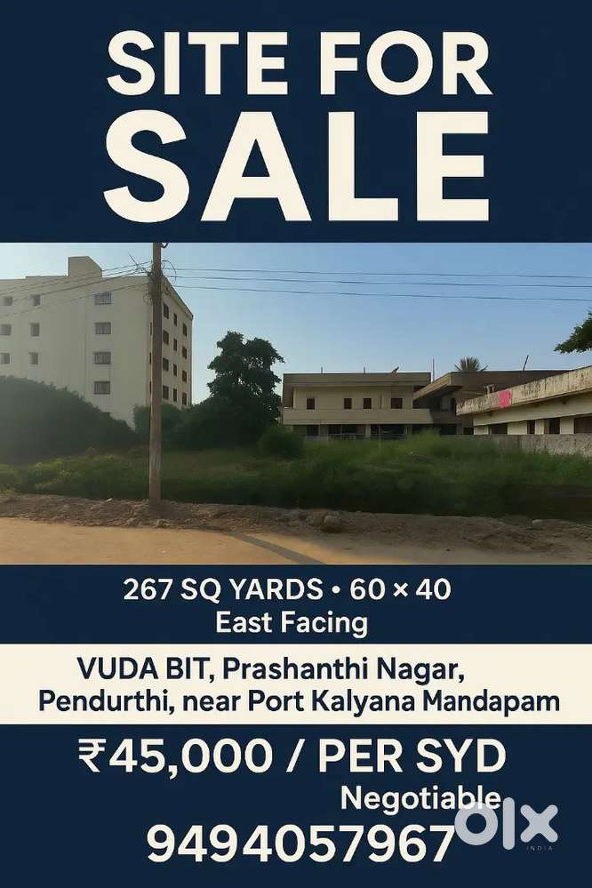 East facing plot for sale