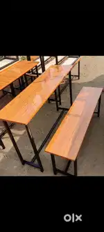 Wooden desk bench for students