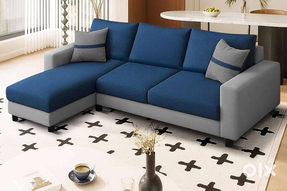 L-Shape Sofa Set - Right-Hand Sectional Velvet Fabric with Cushion Fab