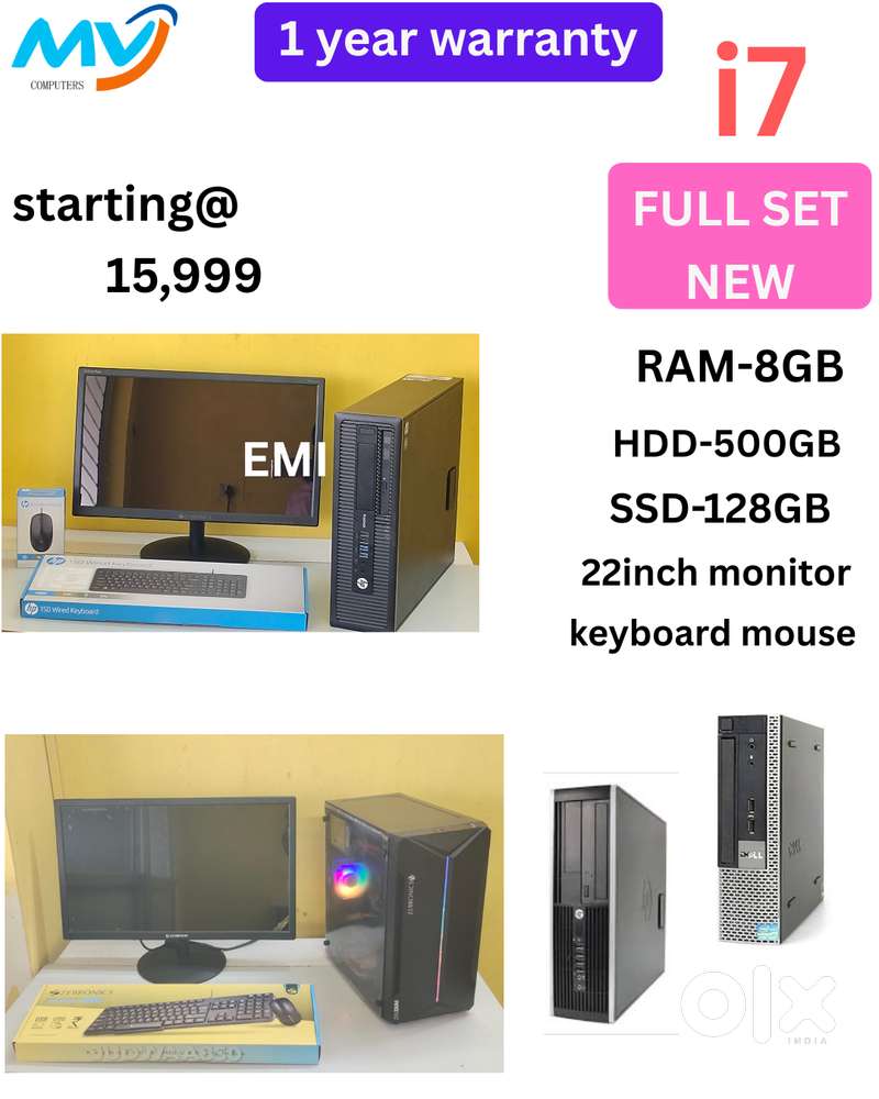 Branded Full Sets  CPU - i7 Process  Monitor - 22-inch  Keyboard Mouse
