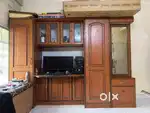 Wooden wardrobe with dressing table and TV unit