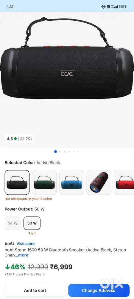 Boat stone 1500 bluetooth speaker in very good conditionb