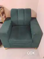Green velvet single sofa set premium quality look like new one