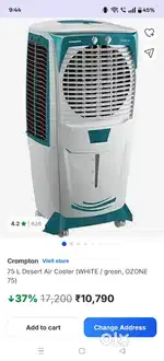 CROMPTON 75 L Desert Air Cooler (White /Green OZONE 75)