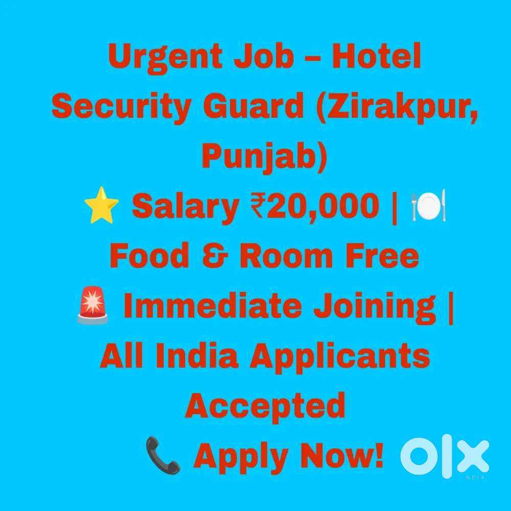 Hotel Security  Job,  Zirakpur, Food facility, Room