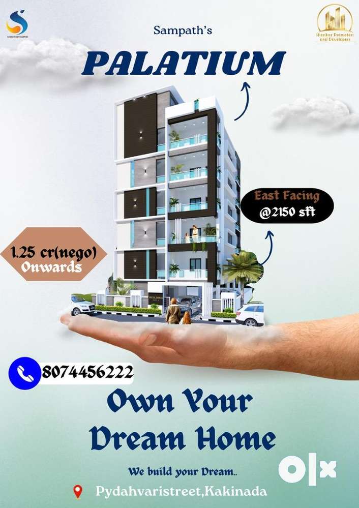 High-End Luxurious 3BHK East facing FLAT for sale @ 2150+100 sft