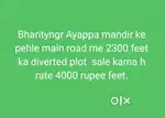 4000 rs feet me bharityngr ayappa mandir ke pehle main road me plot