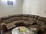 Home town, L shaped, 2 recliner leather sofa