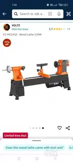 Wooden Lathe Machine Heavy duty 550watt