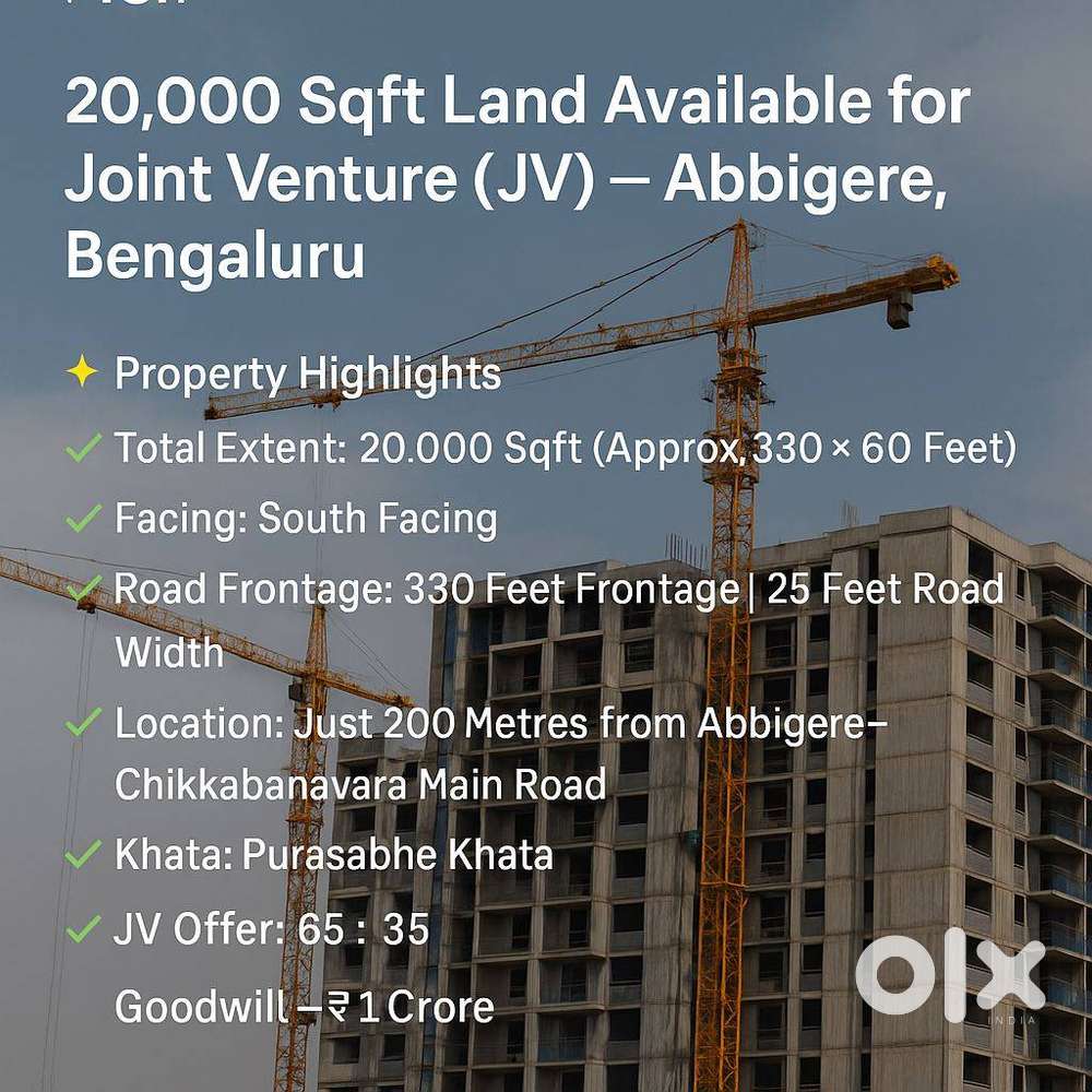 20,000 Sqft Land Available for Joint Venture (JV) – Abbigere, Bengalur