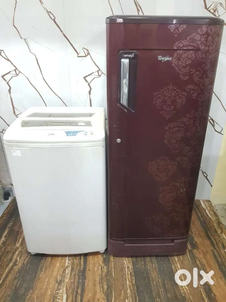 Whirlpool single door refrigerator and Godrej top load washing machine