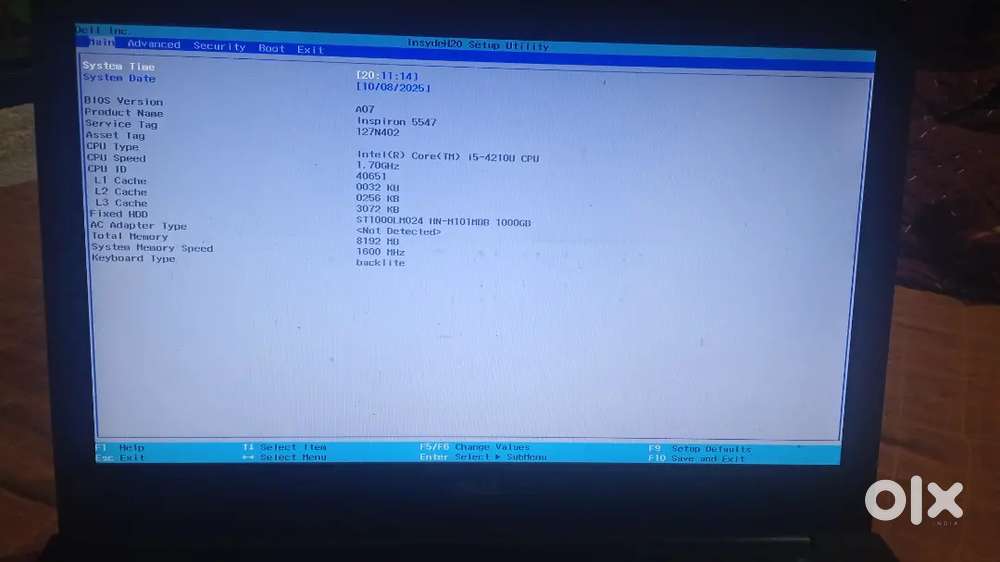 Dell laptop i5 4 generation 8 gb ram 1000 gb hdd original adapter