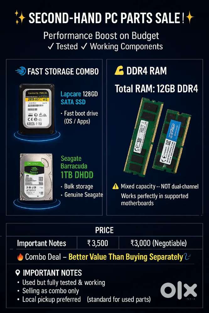 Ram , ssd , hard disk combo