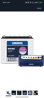 Luminous Inverter & Battery 1100 Pure SineWave 900VA/12V tubular 160ah