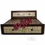 New full designer side wooden storage double bed with storage box