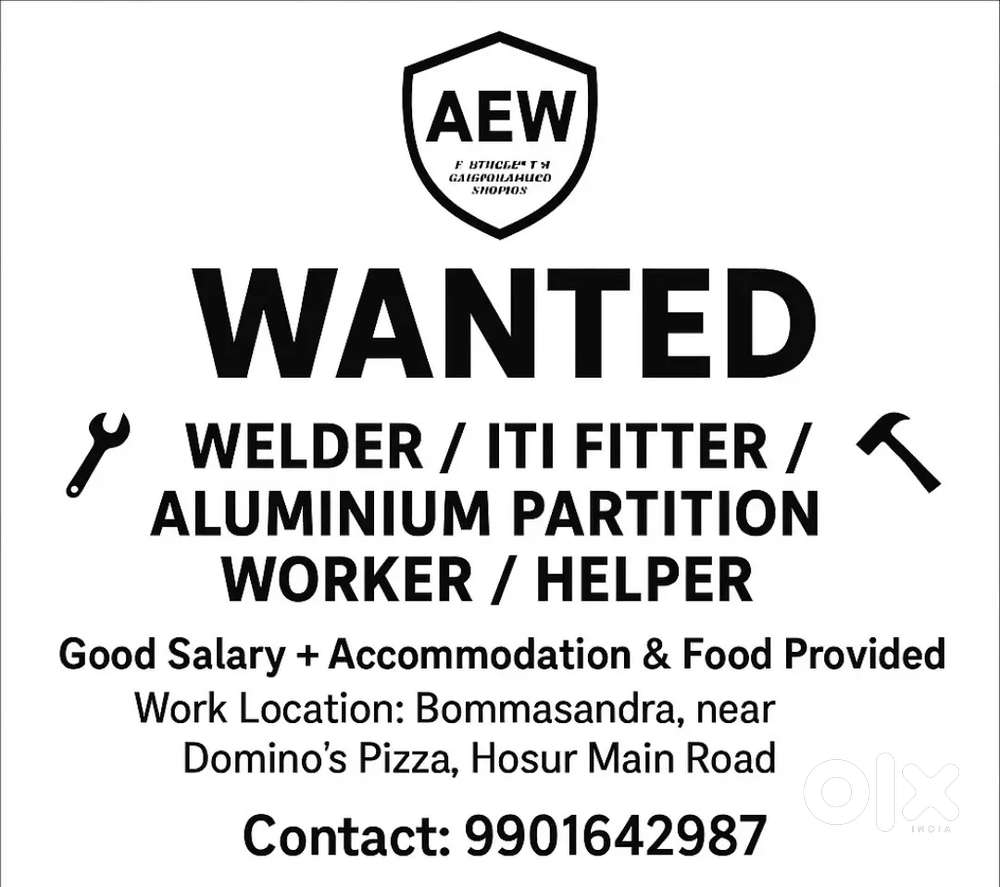 Welder, helper,aluminium partition, window, sliding door, iti fitter