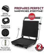 Borosil Super Jumbo 2000-Watt Grill Sandwich Maker, Black