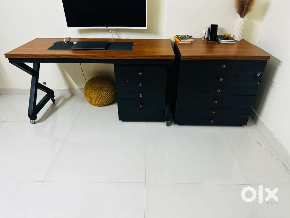 Office Table + Drawer Unit + Pedestal – Custom Made – 10 Months Old
