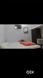 Furnished room with kitchen , Bed with mattress, almirah