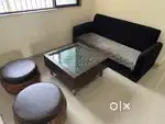 Sofa, center table, tv unit, wall frame, computer table, sitting tires