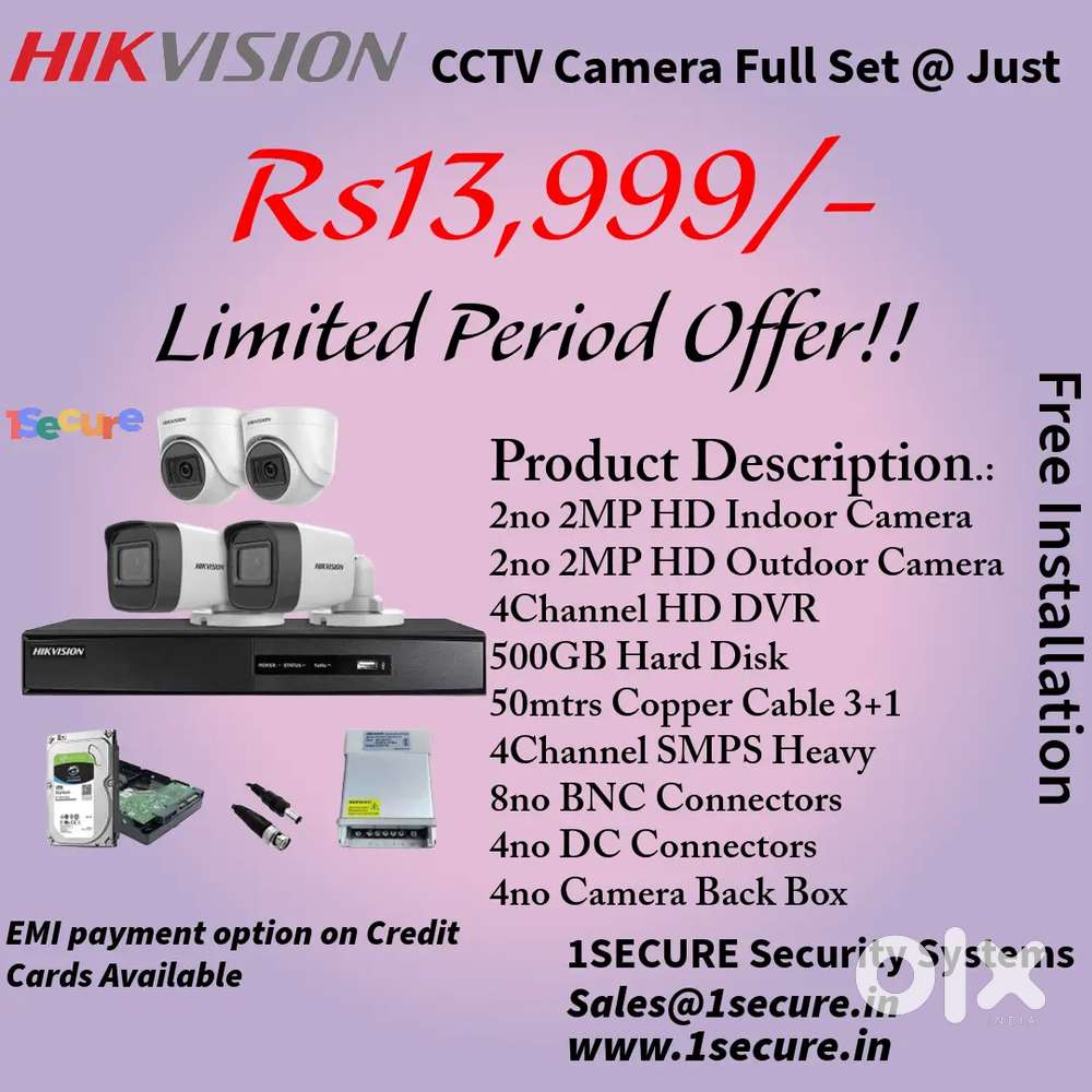 Hikvision Brand New 4 CCTV Camera Full Set. Call Now!