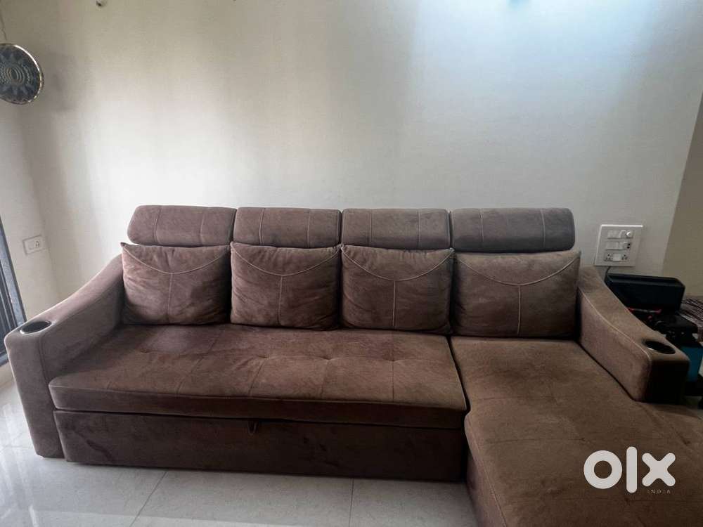 Premium L-Shaped Sofa Cum Bed with Storage – Excellent Condition