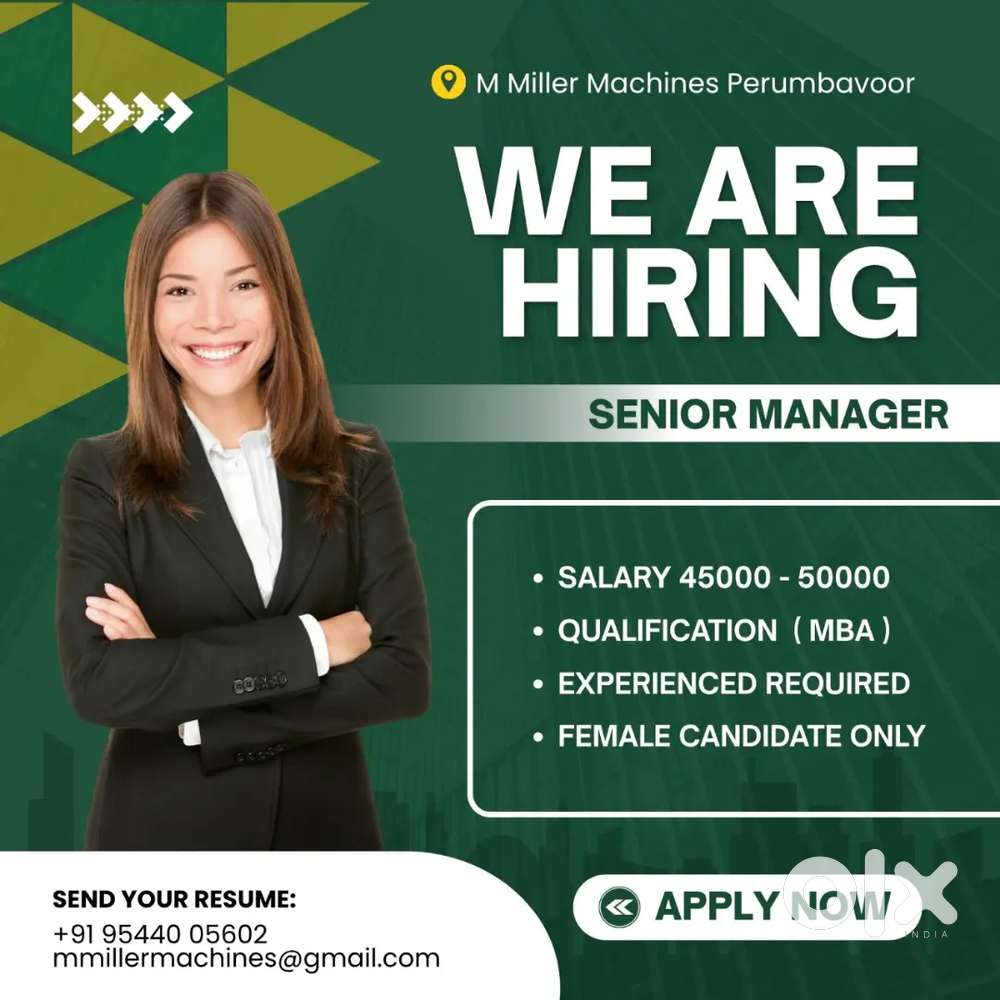 Hiring Senior Manager ( Female )