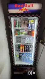 Voltas 450 liter glass fridge redbull