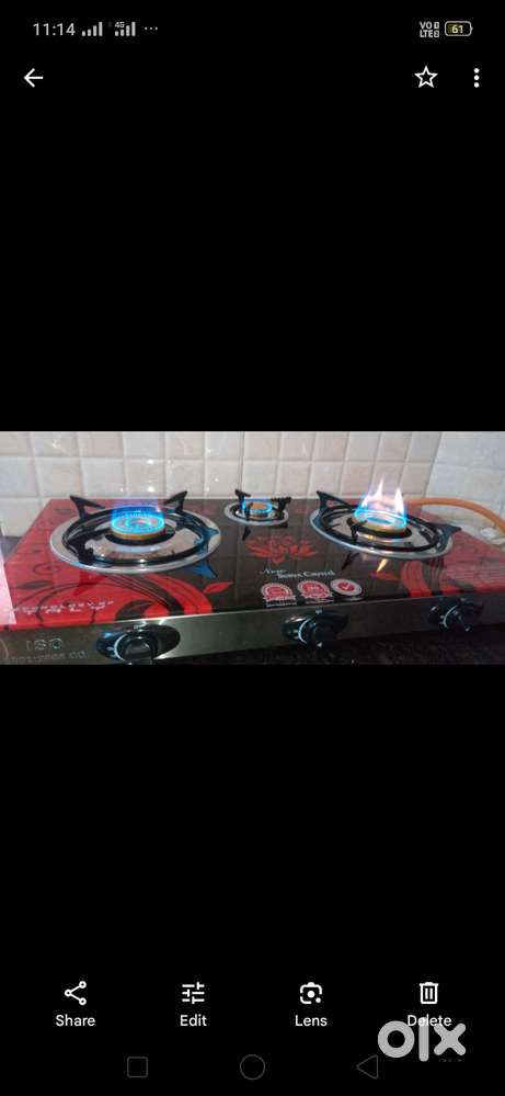Automatic 3 burner glass body chulha gas stove