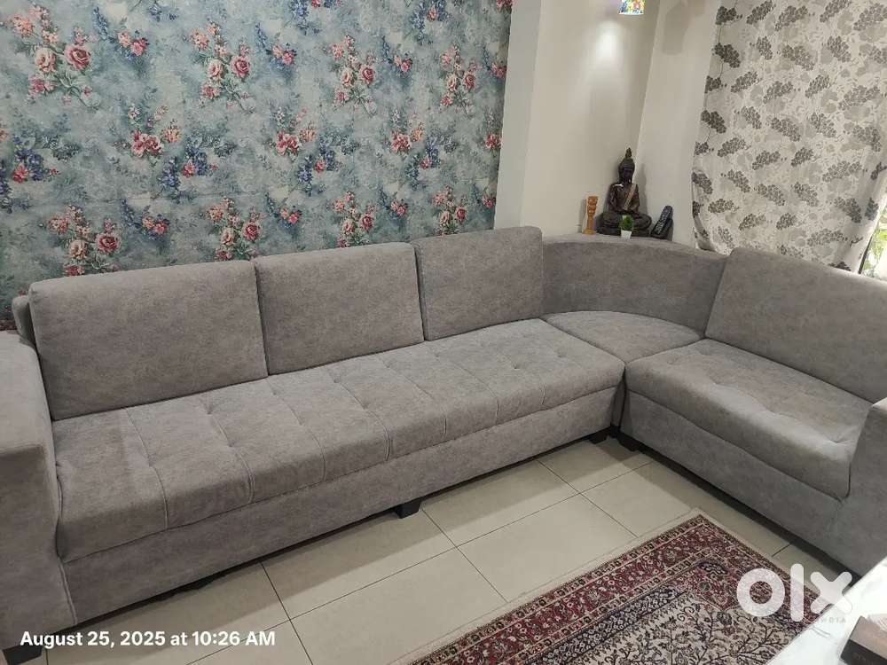 7 Seater L Shaped sofa with fabric covering