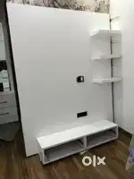Wooden Tv panel white with drawers