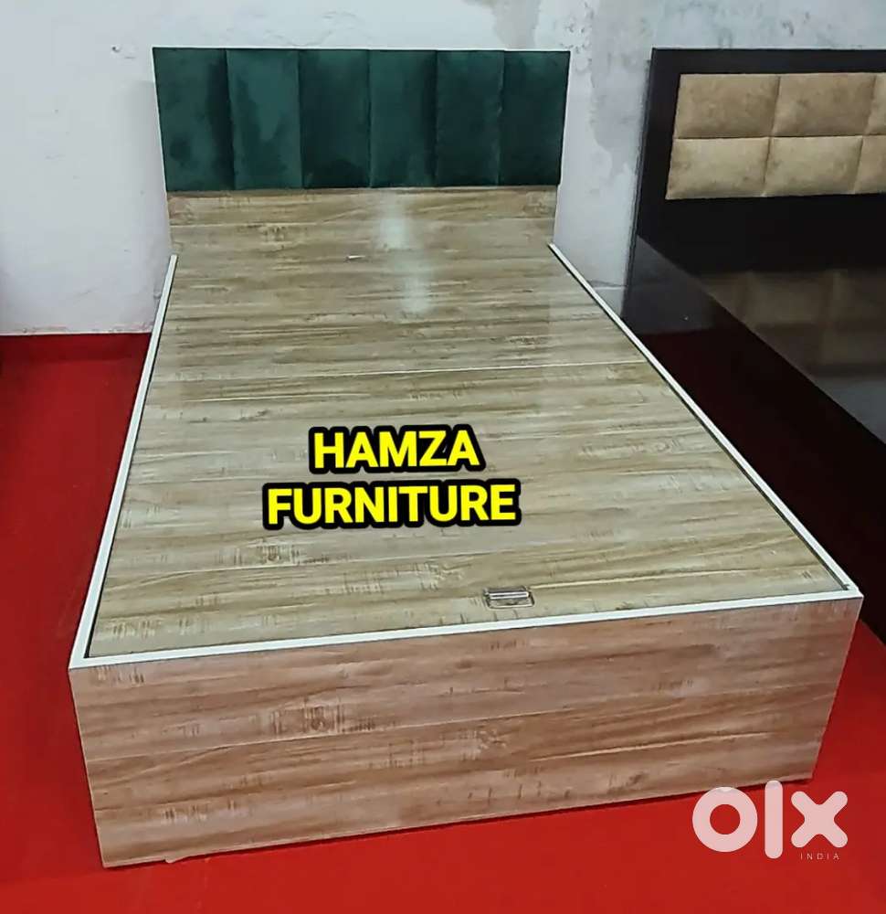 HAMZA FURNITURE New look 4by6 particle wood Bed Bajaj finance availabl