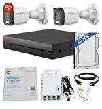 Cctv 2 camera full hd colour camera set 8000 with instalation