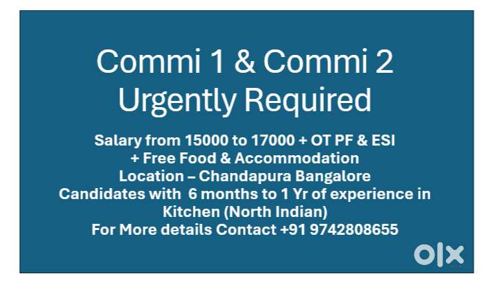 Commi 1 & Commi 2 Urgently Required