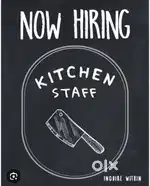 Required kitchen helper and steward and chef