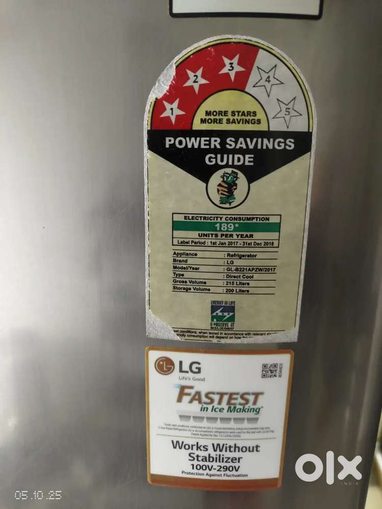 LG 210litre 3 star 2017 model
