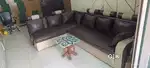 L shape sofa cum bed with storage