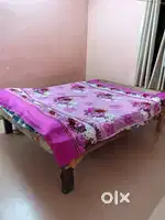 Wooden unpolished fixed double coat with bed