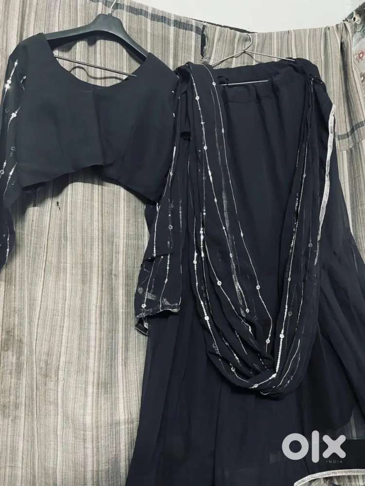 Black fishcut lehenga