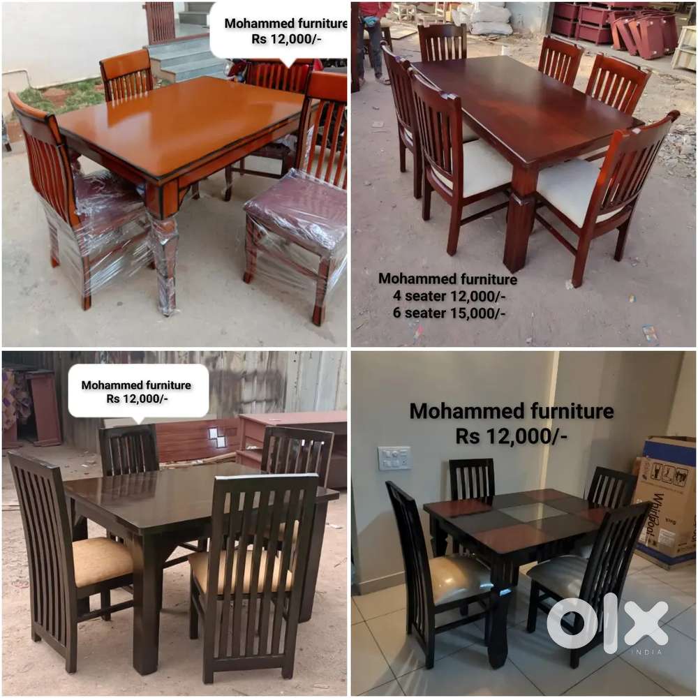 Assam teak wood dining table with Deco spray polish. 4-seater ₹12,000