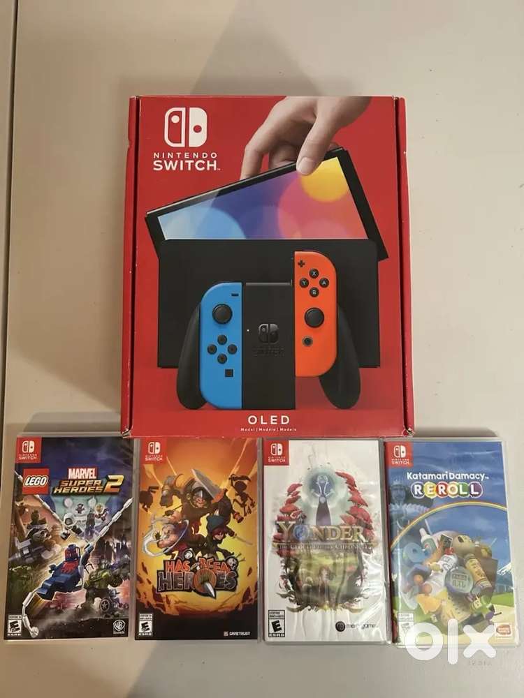 Nintendo Switch Oled CIB Charcoal Gray (Different Box) With Games