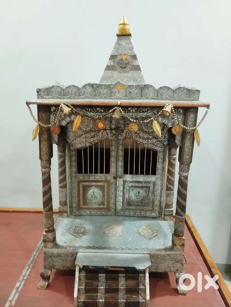 Oxidized Wooden Temple with Double Door