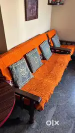 Wooden sofa with Round table