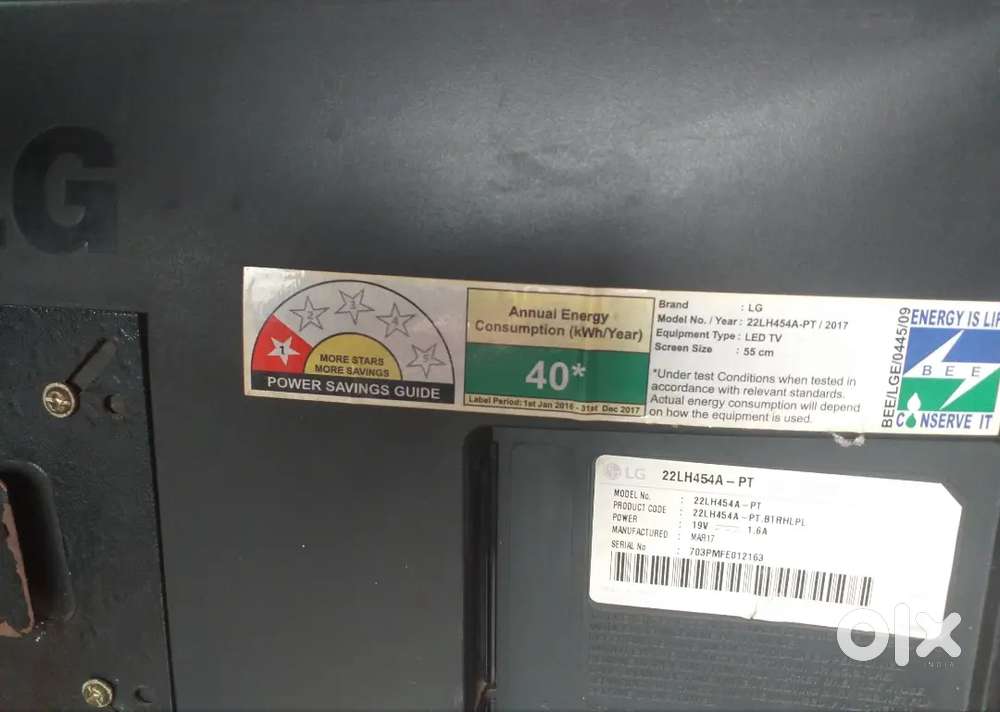 LG 55 CM LED TV MODEL NO.22LH454A-PT