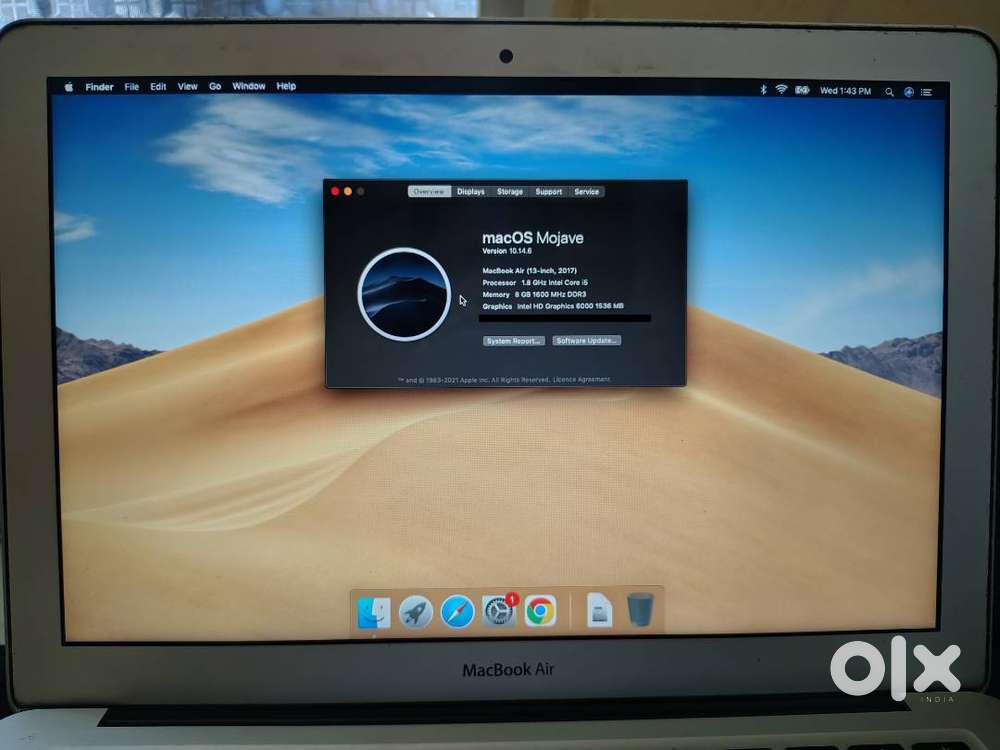Apple macbook air 2017 i5, 8GB RAM, 128GB SSD