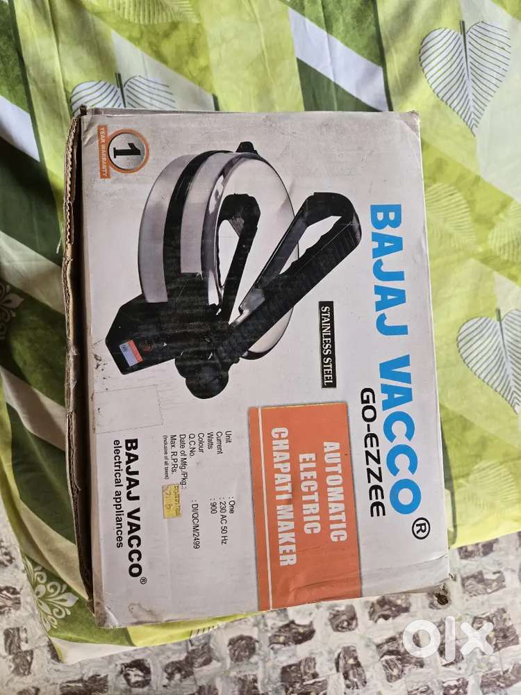 Bajaj Vacco Go-Ezzee Automatic  Electric Chapati Maker StainlessSteel